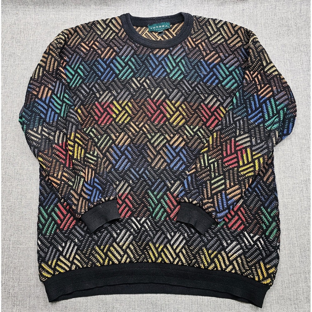 VINTAGE Tundra Sweater Mens XL Geometric 3D Knit Pullover Coogi Cosby Biggie